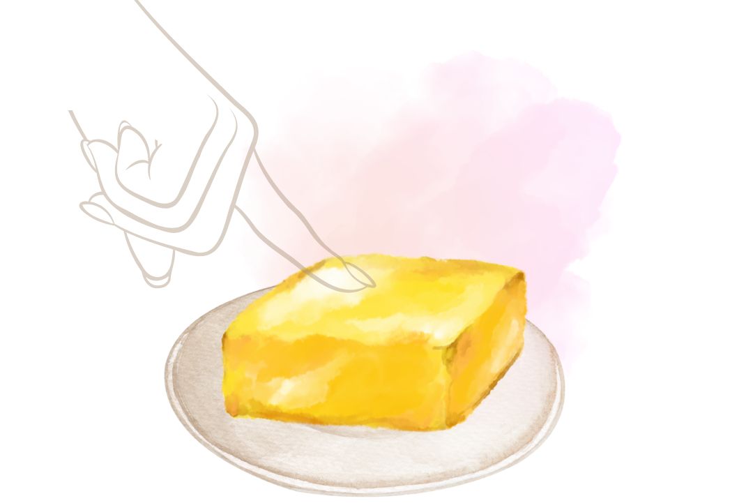 指で押さえたバターのイラスト（バターの可塑性は13～18度）