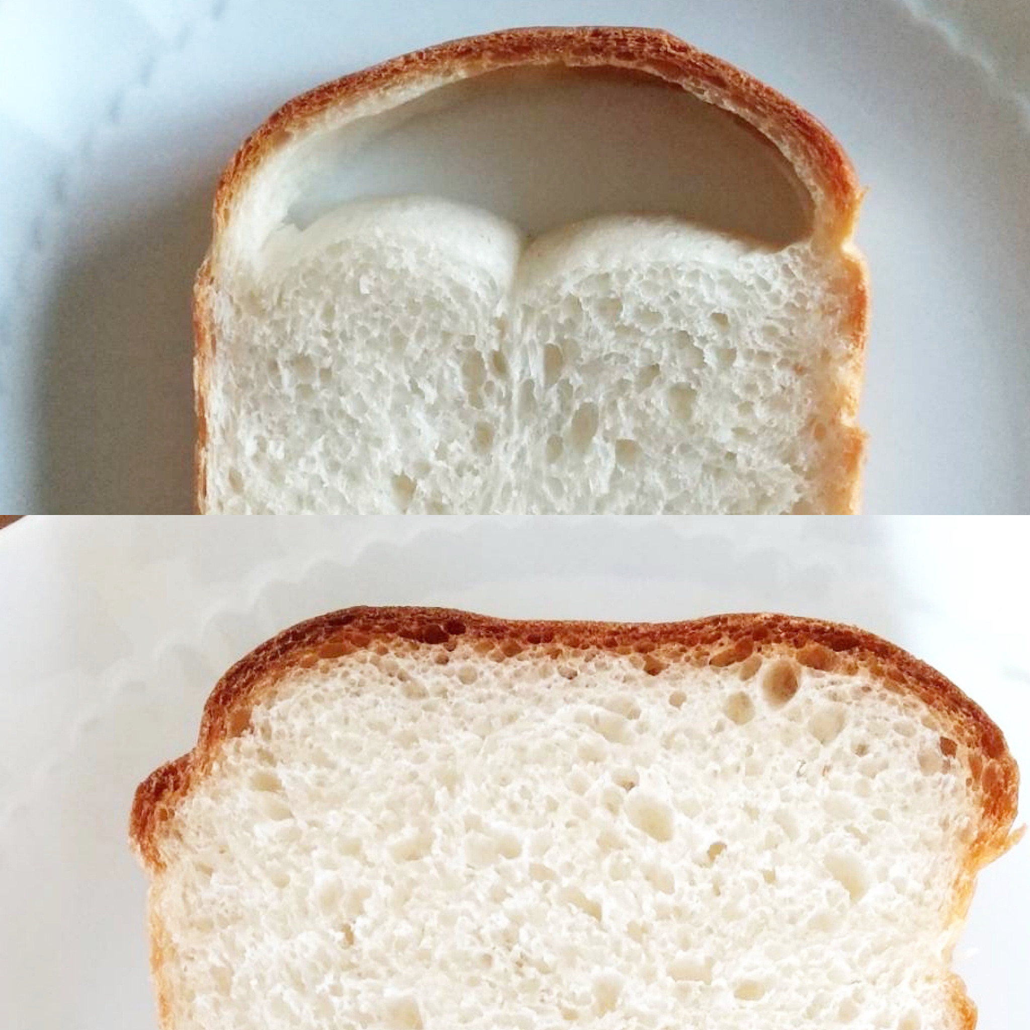 食パンの上に大きな穴が空いてしまうときの改善方法のご紹介です