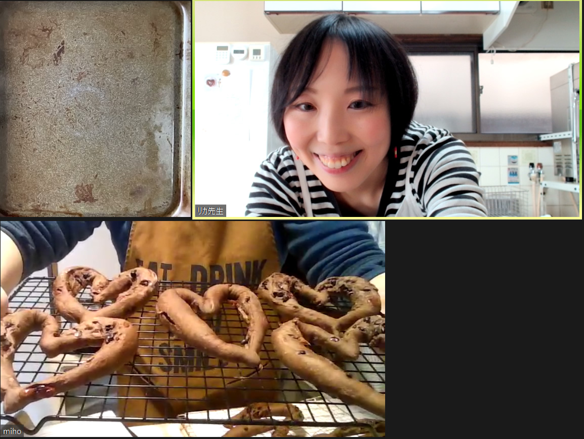 奄美大島の生徒さんとオンラインレッスンでパン作り